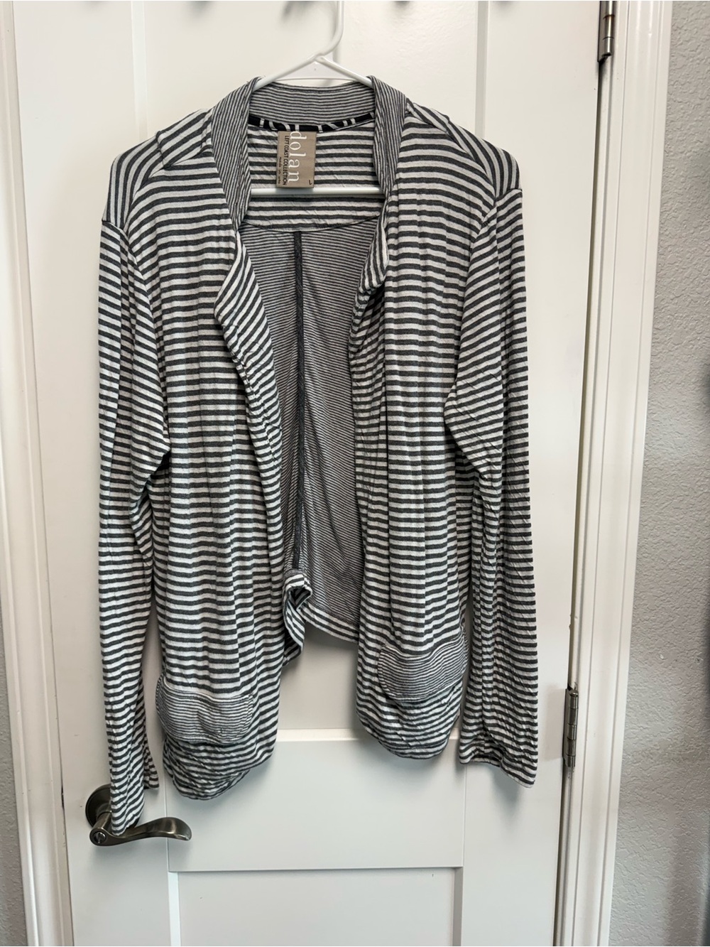 Dolan Left Coast Anthropologie Striped Open-Front Cardigan - Gray & White